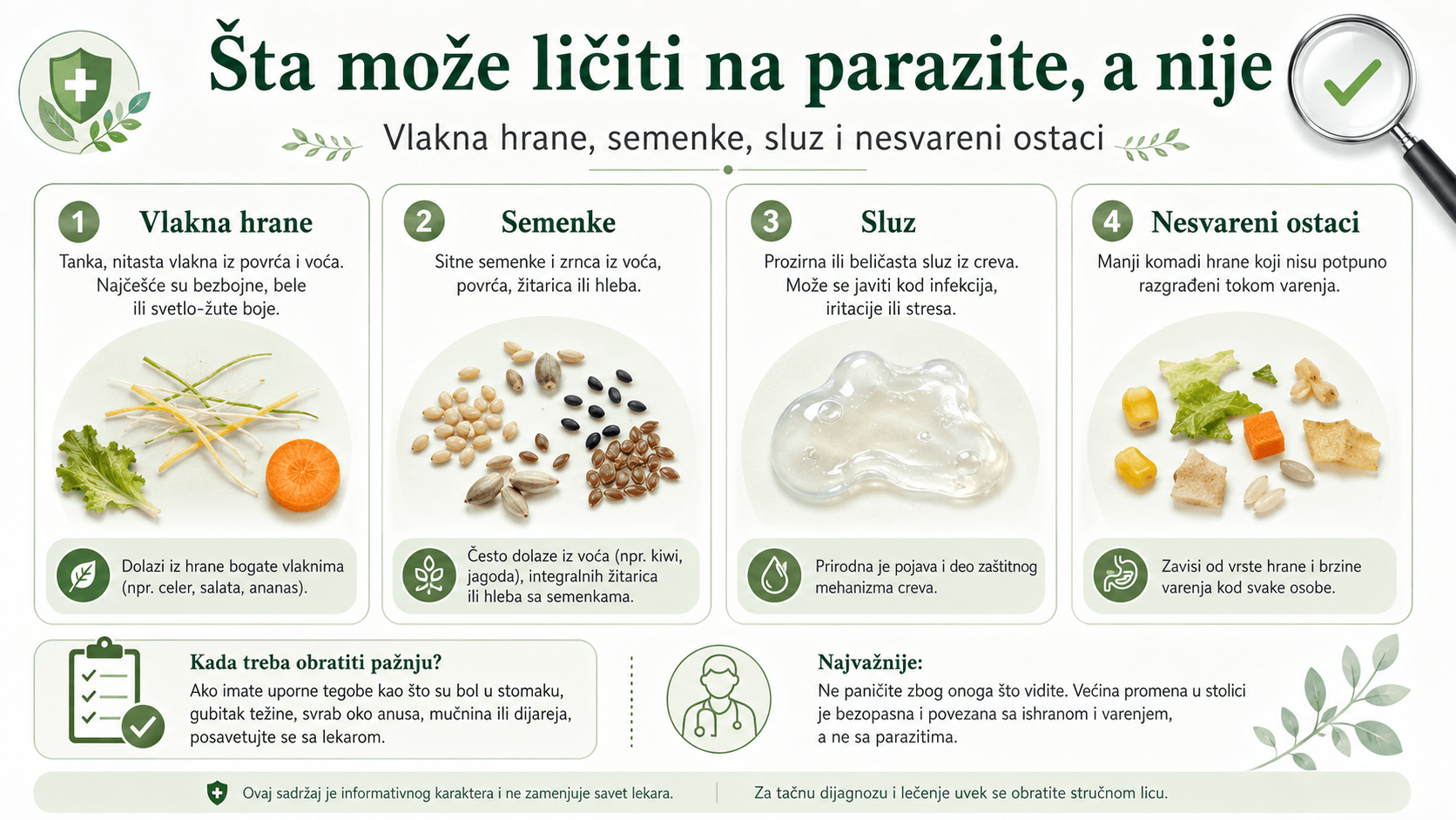Šta može ličiti na parazite u stolici a nije parazit ostaci hrane vlakna sluz semenke