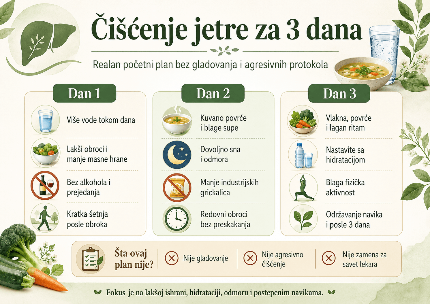 Čišćenje jetre za 3 dana realan plan ishrane i kretanja