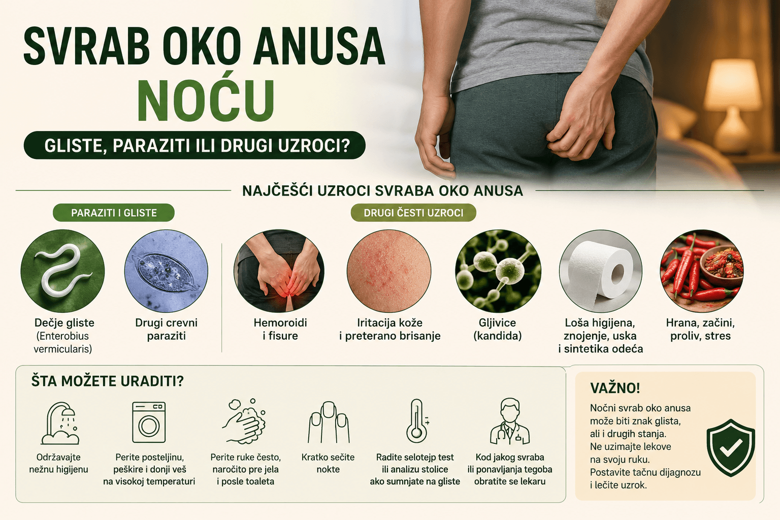 Dečje gliste simptomi svrab oko anusa noću selotejp test