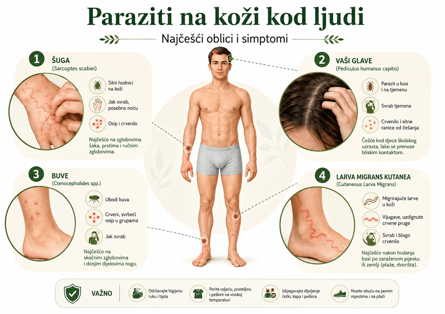 Paraziti na koži kod ljudi slike šuge vaški buva i larve migrans